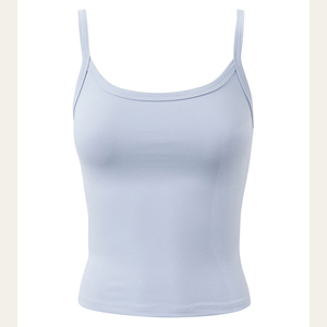 Débardeur à col en U et short de yoga en Spandex/Nylon, taille haute élastique, séchage rapide, coupe ajustée, tenue de sport et fitness - Product Image 4