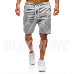 Bermuda pour homme BLOODLINE, couleur unie rouge, avec cordon de serrage, style décontracté, taille mi-haute, en tissu tricoté respirant, short de sport - Product Image 1