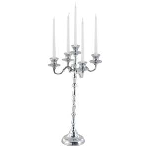 Candélabre à cinq bras en argent, 23 pouces de haut, décoration d'intérieur, porte-bougie en métal durable - Product Image 2