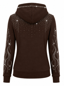 Women's Glitter Crystal <b>Rhinestone</b> Hoodie Fashion Hooded Sweatshirt Long Sleeve Casual <b>Jacket</b> for Women <b>Rhinestone</b> Hoodies - Product Image 3