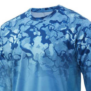Men's Blue Camouflage Fishing Shirt Quick Dry UPF 50 Pullover <b>Top</b> Lightweight Breathable Outdoor Wear - Product Image 4