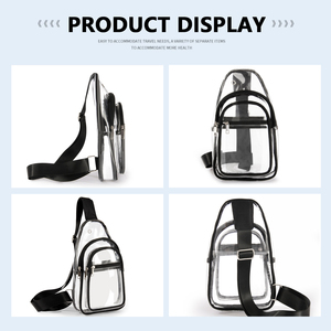 Custom Transparent <b>Clear</b> PVC Waterproof Fashion Zipper Sling Crossbody <b>Bag</b> for Unisex Black Casual Women Handbags 1-1.9L - Product Image 6