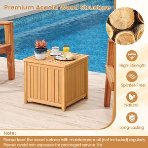 Tavolino da Esterno 2-in-1 in Legno di Acacia con Tavolino da Caffè Quadrato/Rettangolare a Doghe e Contenitore Portaoggetti - Soluzione di Stoccaggio Durevole - Product Image 6