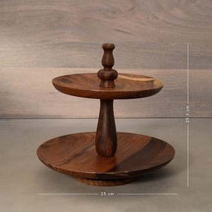 Support à gâteau rond en bois de Sheesham, présentoir élégant pour cupcakes, fruits et desserts, support de service pour pizzas, idéal pour les fêtes, mariages et anniversaires - Product Image 4