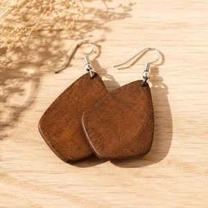 Boucles d'oreilles en bois faites à la main, bijoux de mode en bois naturel, légères, écologiques, accessoires pour femmes, fournitures de bijoux en gros - Product Image 2