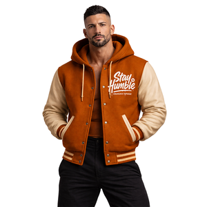Chaqueta Varsity con Capucha para Hombre LANEX IMPEX, Lana/Poliéster, Transpirable, Impermeable, Ecológica, Ropa Urbana de Invierno, Logotipo Personalizado - Product Image 1