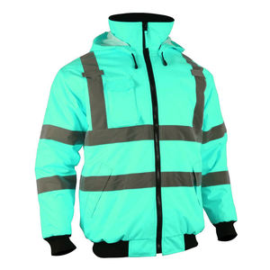 Sudadera de Alta Visibilidad para Trabajo de Seguridad |   Chaqueta de Seguridad Reflectante Impermeable y Resistente al Viento, Poliéster Antiestático Fluorescente, Talla Grande - Product Image 1