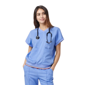 FACTORY garments in VN <b>nursing</b> <b>scrubs</b> wide leg floral comfortable medical uniforms sets stand collar short sleeves - FMF uniform - Product Image 3