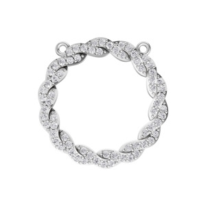 Aarinya Lujoso y Moderno Charm de Círculo Abierto con Diseño de Cinta Trenzada y Pavé, Oro de 18K, Diamante Cultivado en Laboratorio Certificado IGI - Product Image 1