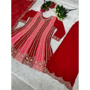 Conjunto Top Plazzo Dupatta de diseñador para mujer con trabajo manual de piedra - Product Image 3