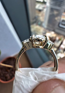 Oval Cut Lab Grown Diamond Three Stone IGI Certified VVS2 14K Yellow Gold Engagement Party Wedding <b>Ring</b> <b>Statement</b> Bridal <b>Ring</b> - Product Image 3