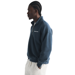 Sweat-shirt à col zippé pour homme, bleu marine, streetwear haut de gamme, fabricant de vêtements en marque privée OEM, fournisseur en gros - Product Image 2