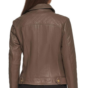 Veste en cuir classique pour femme avec col, fermeture éclair, doublure intérieure chaude, veste tendance pour le streetwear, décontractée et pour le marché d'exportation - Product Image 4