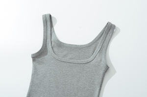 High Quality Solid T-<b>shirt</b> Tank Top Seamless Streetwear Stretch Rib Knit Sleeveless Casual Tank Top Women - Product Image 3