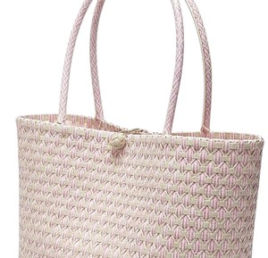 Bolso y cartera hechos a mano con estampado rosa beige, elegante bolso de hombro tejido para mujer, ideal para la playa en verano. - Product Image 3