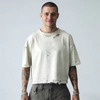 Ensembles de T-shirts d'été personnalisés pour hommes – Col élastique, effet vieilli, polyester/coton, coupe régulière, respirant, imprimé