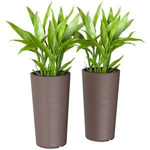 Set di 2 Fioriere da Esterno Smaltate da 29 Pollici, Resistenti ai Raggi UV e alle Intemperie, Vasi per Fiori Marroni in PP Impilabili, Grandi Fioriere per Hotel - Product Image 1