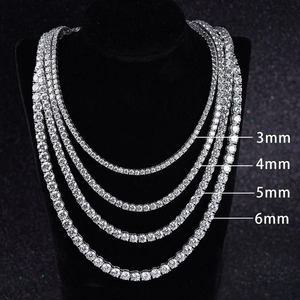 Collier chaîne tennis plaqué or de luxe pour femme, style hip-hop, avec diamants synthétiques taille brillant rond certifiés IGI, bijoux de mariage - Product Image 2