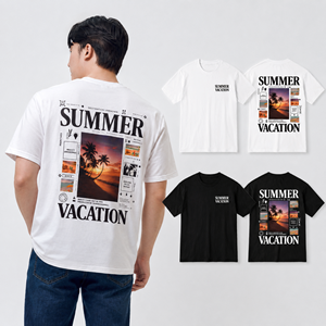 Camiseta de Verano para Hombre con Estampado, Manga Corta, Cuello Redondo, Corte Regular, Algodón, Casual, Blanca y Negra, Diseño Fotográfico, Logotipo en la Espalda - Product Image 3