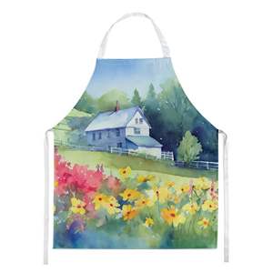 Massachusetts Mayflowers Watercolor Unisex Large Multicolor <b>Apron</b> for Cooking Baking Crafts <b>Gardening</b>-Adult Women and Men - Product Image 1