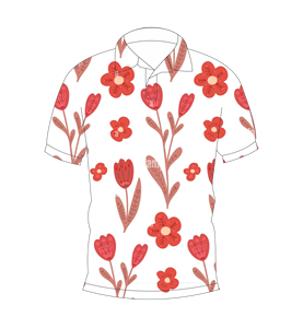 Polo con Estampado de Flores Rojas, Diseño Floral Completo, Transpirable, Casual de Verano, Manga Corta, Sublimado - Product Image 1
