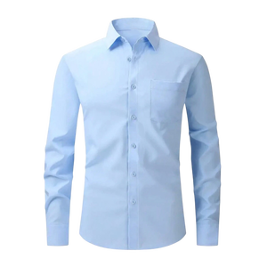 Camisa de Vestir Azul Claro Clásica para Hombre, Corte Entallado, Manga Larga, con Botones, Formal, Informal de Negocios, para Oficina, Boda, Fiesta, Premium, Elegante - Product Image 4