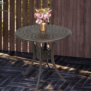 Table de jardin circulaire en aluminium coulé avec plateau diamanté 78*78*75cm, bronze - Mobilier de patio élégant - Product Image 5