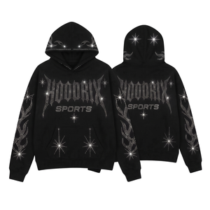 Sudadera con Capucha Personalizada con Pedrería, Sudadera con Capucha Decorada con Cristales y Diamantes, Diseño Brillante para Hombre y Mujer, Directo de Fábrica, MOQ - Product Image 1