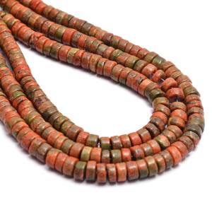 ลูกปัดอูนาไคต์ AAA+ ขนาด 5 มม. รูปทรงเฮชิ รอนเดลล์ เรียบเนียน ลูกปัดอูนาไคต์ธรรมชาติ พลอยกึ่งมีค่า รูปทรงล้อ สำหรับทำเครื่องประดับ - Product Image 2