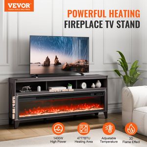 Industrial Style 80\" Fireplace TV Stand with 60\" Media Storage Corner Storage Drawers Cabinets TV <b>Console</b> Table - Product Image 2
