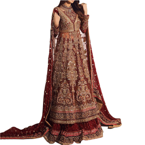 ชุดเจ้าสาวปากีสถานแบบรักษ์โลก ดีไซน์ล่าสุด ผ้าชีฟองหลากสีสำหรับงานปาร์ตี้ ดีไซน์ใหม่สุดหรูสำหรับคุณแม่ - Product Image 1