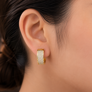 18K 14K <b>Solid</b> Gold Round Cut Pave Diamond Huggie <b>Earrings</b> DEF VVS Lab Grown Diamond Wedding <b>Hoop</b> <b>Earrings</b> Fine Jewelry for Women - Product Image 2