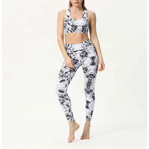 Ensemble de sport pour femme : soutien-gorge de yoga à imprimé étoiles et leggings, dos nageur, col ras du cou, maintien moyen, respirant, pour le yoga - Product Image 6