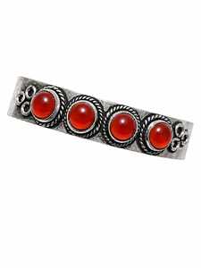 Hydro Carnelian Four Stone <b>Cuff</b> Bangle Handmade Brass Gold/<b>Silver</b> Plated Unisex Vintage Classic Statement Jewelry - Product Image 1