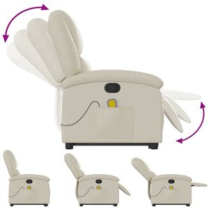 Fauteuil inclinable de massage en similicuir crème - Product Image 6