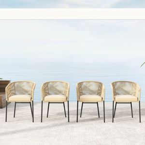 Set di 4 Sedie da Patio con Schienale Curvo e Cuscino per Arredamento da Esterno - Product Image 2