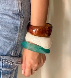 Cute Colorful Resin <b>Bangle</b> <b>Bracelets</b> for Women Fashion Jewelry Stackable <b>Bangles</b> Multicolor Acrylic Lucite Arm Candy Girls Gifts - Product Image 6