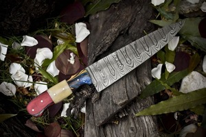 Premium Hand Forged Twist Damascus Chef <b>Knife</b> | <b>Bone</b> & Wood <b>Handle</b> | 13" Kitchen <b>Knife</b> - Product Image 5
