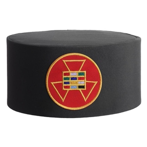Gorra de Capítulo de la Alta Sacerdotía Real, Negra, de Rayón, con Parche Redondo Rojo, Regalia Masónica, Gorro Ceremonial para Oficiales, Cabeza de la Alta Sacerdotía Real - Product Image 4