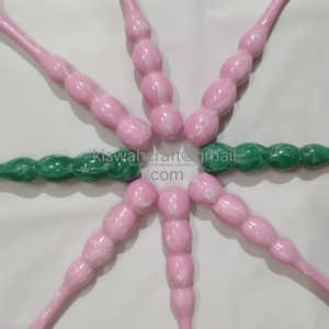 Servidores de Ensalada de Resina Ecológica de Lujo con Textura Moderna en Espiral, Hechos a Mano, con Mango de Cuentas Verde y Rosa, Aptos para Lavavajillas, Microondas y Horno - Product Image 2