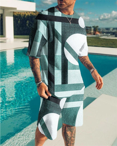 Nouveaux ensembles décontractés d'été pour hommes, tenues de couple, style vintage, t-shirts hip-hop + shorts, ensemble de survêtement pour homme, imprimé 3D - Product Image 1