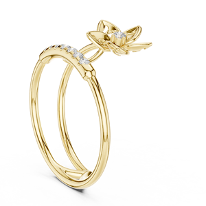Anillo Minimalista de Oro Amarillo Sólido de 14k con Diamantes Cultivados en Laboratorio de Corte Redondo, Anillo de Boda Clásico, Regalo para Ella - Product Image 4