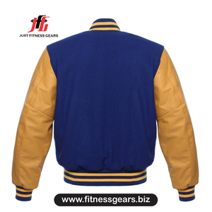 <b>Men's</b> <b>blue</b> white hooded Preppy style polyester cotton Regular fit autumn wear <b>Men's</b> Varsity <b>jacket</b> - Product Image 2