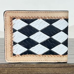 กระเป๋าสตางค์หนังวัวแท้ลาย Tooled รุ่นใหม่ล่าสุด กระเป๋าหนังแท้ลาย Bull Tooling สไตล์ลำลอง ใส่บัตรประชาชน ใส่เงิน กระเป๋าสตางค์แบบพับสองตอน - Product Image 5