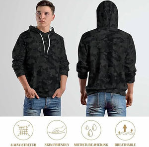 Sweat à capuche camouflage pour homme en mélange coton-polyester, avec détails brillants discrets, cordon de serrage à la capuche et poche avant - Product Image 5