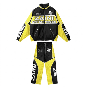 Veste coupe-vent décontractée en polyester Taslan 300g de qualité supérieure, noir et jaune, logo personnalisé sur le devant, OEM ODM - Product Image 1