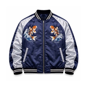 Chaqueta Sukajan de Marca Privada, Chaqueta Bomber de Satén Estilo Japonés con Bordado de Koi, Fabricante Mayorista - Product Image 2