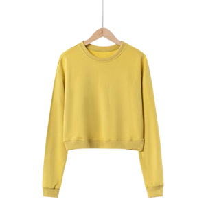 Unisex Crop Length Crew Neck Pullover Solid Color Knitted Sweatshirt Regular Fit Casual Autumn Wear 100% Cotton Long Sleeve - Product Image 6
