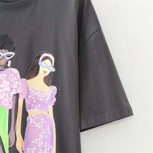 Camisetas de Punto Bordadas con Estampado para Mujer, Fábrica OEM, Camiseta Premium Ligera y Transpirable, Diseño Personalizado Disponible - Product Image 4