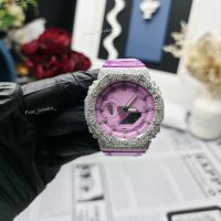 Montre analogique-numérique de luxe pour femme Bust Down en argent 925 avec bracelet rose et moissanite VVS, style hip-hop